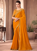 Yellow Sequence Embroidery Traditional Wedding Saree
