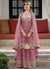 Rose Pink Embroidery Festive Sharara Style Suit