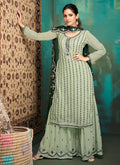 Green Georgette Designer Gharara Suit