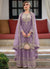 Lavender Embroidery Festive Sharara Style Suit