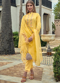 Yellow Chikankari Embroidery Cotton Salwar Suit