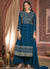 Blue Sequence Embroidery Festive Palazzo Style Suit
