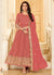 Peach Zari Mirror Embroidered Traditional Anarkali Suit