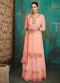 Peach Georgette Designer Gharara Suit