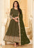 Olive Green Zari Mirror Embroidered Traditional Anarkali Suit 