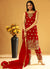 Bridal Red Embroidery Jacket Style Festive Pant Suit