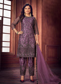 Lavender Zari Embroidered Traditional Pant Suit