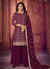 Wine Mirror Embroidered Palazzo Suit