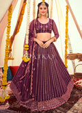 Deep Wine Embroidered Wedding Lehenga Choli