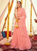 Pink Sequence Embroidered Wedding Lehenga Choli