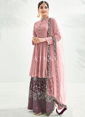 Pink And Maroon Embroidery Traditional Gharara Suit