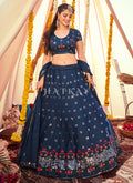 Blue Embroidered Wedding Lehenga Choli