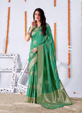 Light Green Embellished Banarasi Silk Saree 