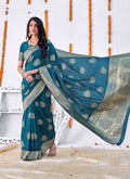Royal Blue Embellished Banarasi Silk Saree