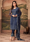 Deep Blue Dori Embroidered Pakistani Pant Style Suit