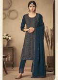 Dark Blue Embroidery Traditional Salwar Suit
