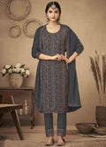 Dark Grey Embroidery Traditional Salwar Suit