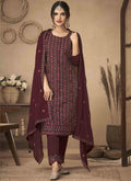 Maroon Embroidery Traditional Salwar Suit