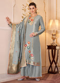 Ice Blue Embroidered Indian Palazzo Suit