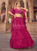 Hot Pink Mirror Work Embroidered Festive Lehenga Choli