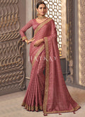 Pink Zari Embroidery Party Wear Organza Silk Saree