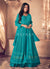 Turquoise Traditional Sequence Embroidered Wedding Anarkali Lehenga