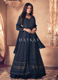 Blue Traditional Sequence Embroidered Wedding Anarkali Lehenga