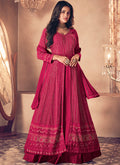 Hot Pink Traditional Sequence Embroidered Wedding Anarkali Lehenga