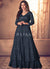 Buy Anarkali Lehenga - Navy Blue Traditional Sequence Embroidered Wedding Anarkali Lehenga Style Suit