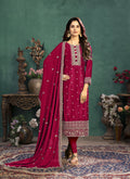 Crimson Red Zari Embellished Salwar Kameez Suit 