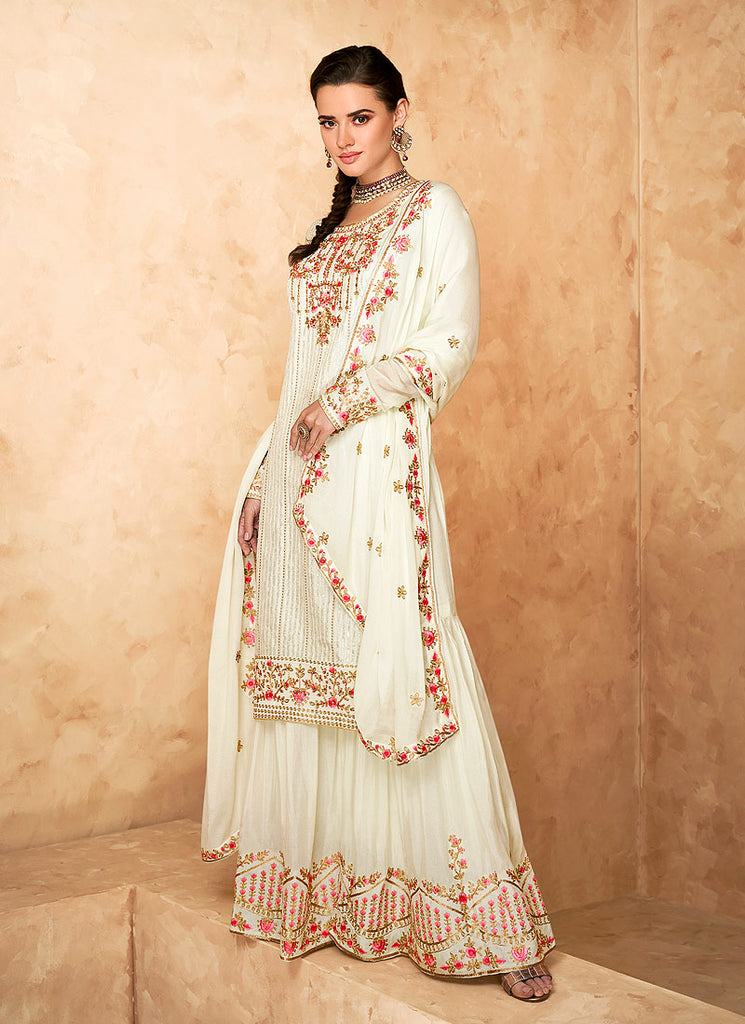 Off White Designer Gharara Suit