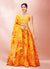 Tangerine Floral Embroidered Lehenga Choli