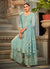 Turquoise Embroidered Designer Palazzo Suit