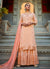 Peach Embroidered Designer Palazzo Suit