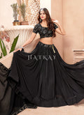 Buy Lehengas - Black Sequence Embroidered Traditional Georgette Lehenga Choli