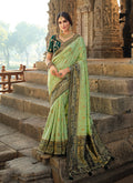 Green Two Tone Traditional Embroidered Silk Saree