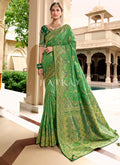 Green Embroidered Banarasi Silk Saree