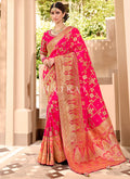 Pink Embroidered Banarasi Silk Saree