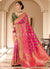 Pink And Green Embroidered Banarasi Silk Saree