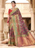 Purple And Red Embroidered Banarasi Silk Saree