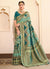 Turquoise Embroidered Banarasi Silk Saree