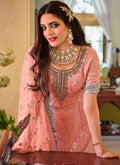 Peach And Grey Embroidered Wedding Sharara Suit In Australia