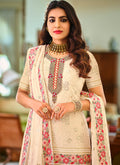 Off White Embroidered Wedding Sharara Suit In Canada