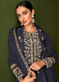 Navy Blue Traditional Palazzo Suit