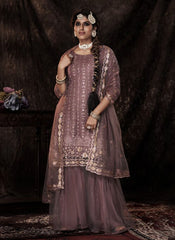 Mauve Purple Sequence Embroidered Sharara Suit