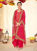 Buy Salwar Kameez | Cherry Red Embroidered Georgette Wedding Salwar Kameez