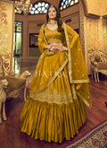 Yellow Zari And Sequence Embroidered Silk Lehenga Choli