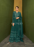 Sage Green Traditional Embroidered Anarkali Palazzo Suit