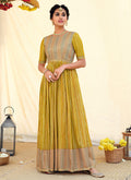 Yellow Golden Embroidered Designer Anarkali Suit