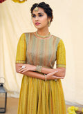 Yellow Golden Embroidered Designer Anarkali Suit